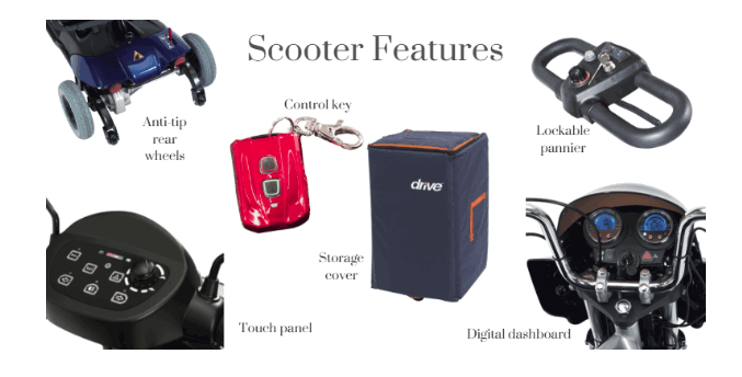 Various mobility scooter accessories