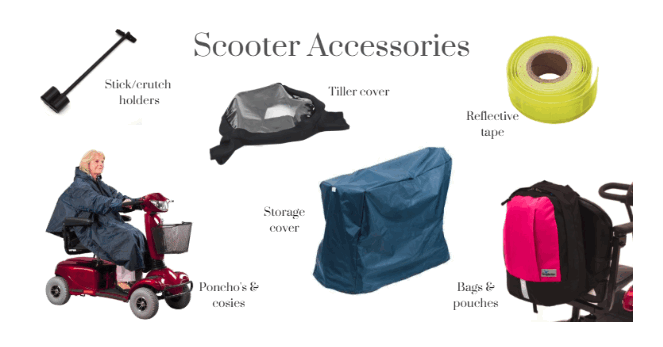 Various mobility scooter accessories