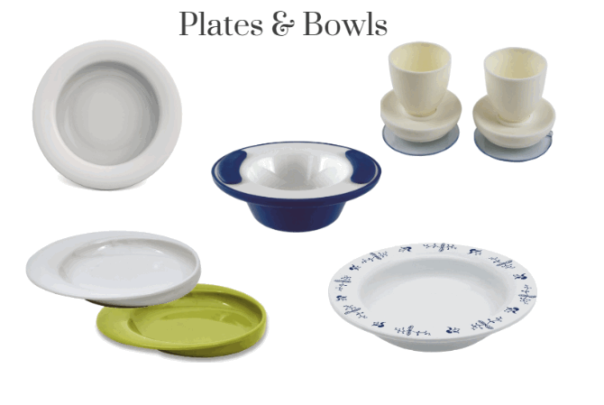 Various adapted crockery to help ay meal time