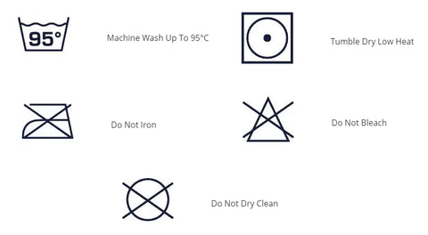 A graphic showing various washing symbols / icons