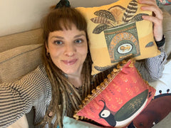 Amelia Woodruff with Dog & Dome cushions