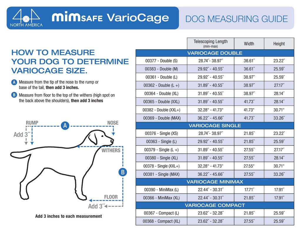 MIM Variocage Pet Measurement Guide