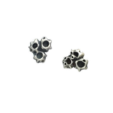sterling silver 3 barnacle cluster stud earrings