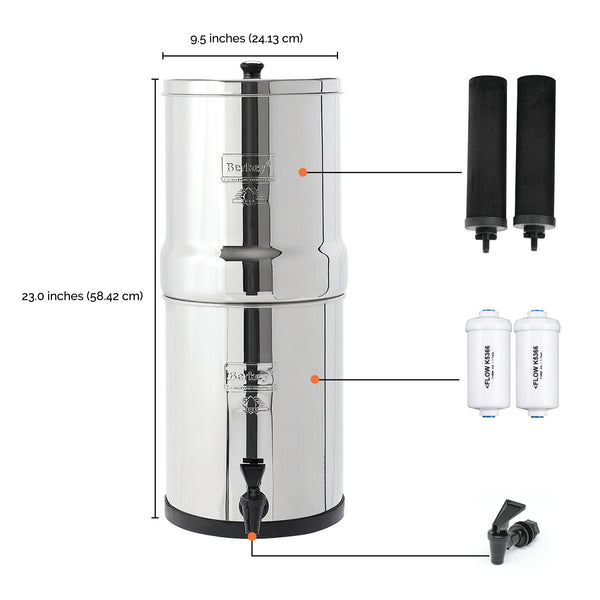 Royal Berkey® System - 3.25 Gallon with measurements