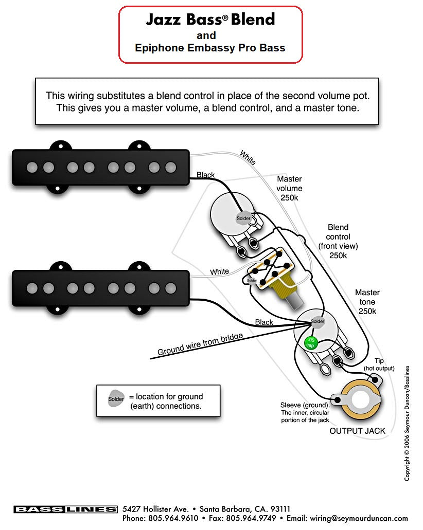 Wiring Harness for Fender J-Bass: Bal/Blend Control – Starr Guitar Systems