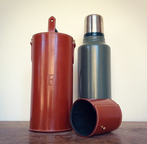 Bridle leather flask case 