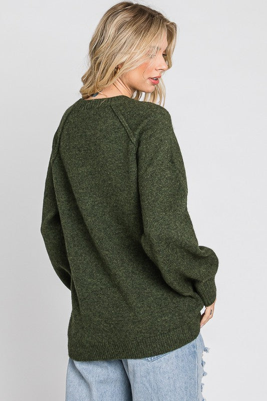 Grey or Olive Long Reverse Stitch Elevated Sweater – Vianney's