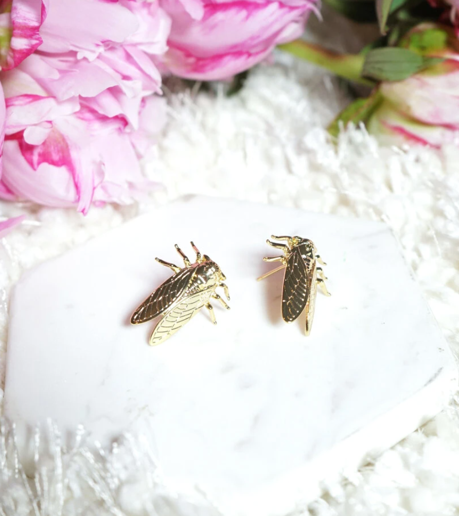 Cicada Gold Plated Studs