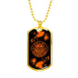 Fuck Off Two Words One Finger Paint Orange Dog-Tag Necklace