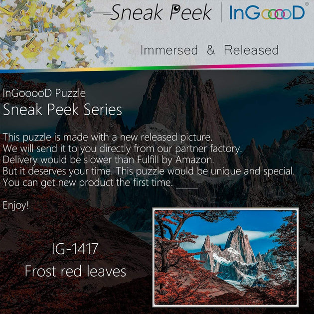 Ingooood-Jigsaw Puzzle 1000 Pieces-Sneak Peek Series-Frost red  Leaves_IG-1417 Entertainment Toys for Special Graduation or Birthday Gift  Home Decor