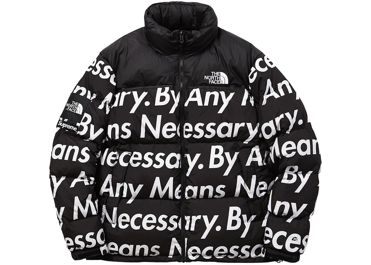 supreme the north face by any means nuptse jacket black