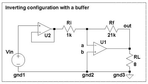 Inverting amplifier with buffered input