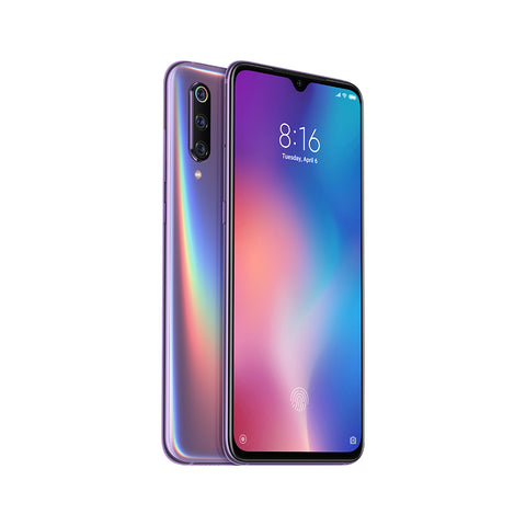xiaomi mi 9 in purple back and front
