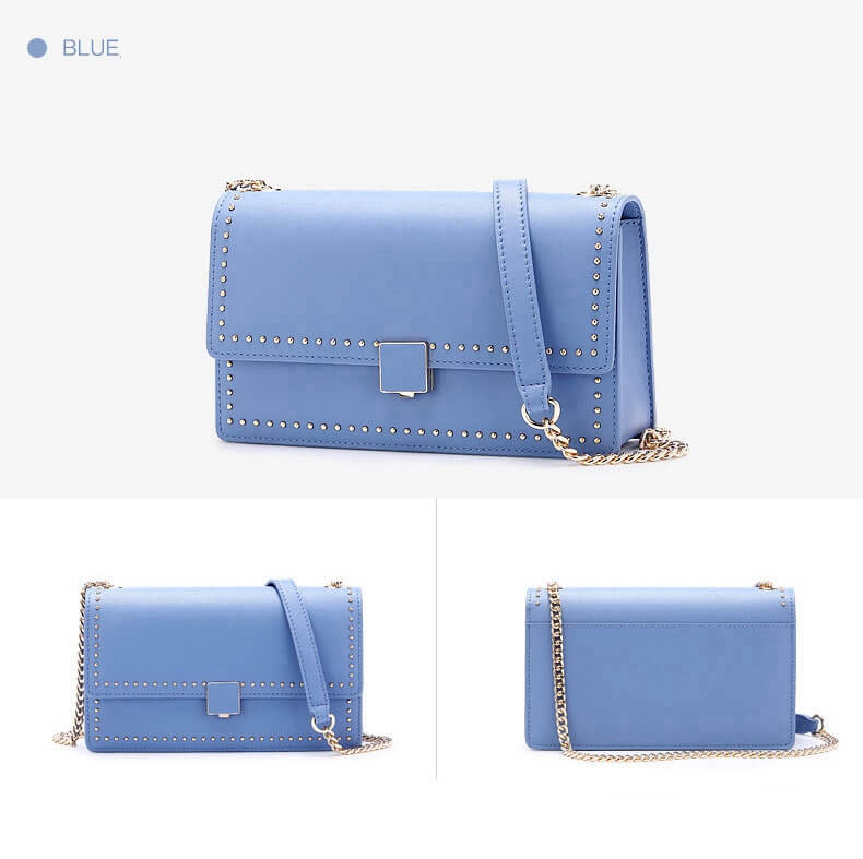 mini blue rivets crossbody bag