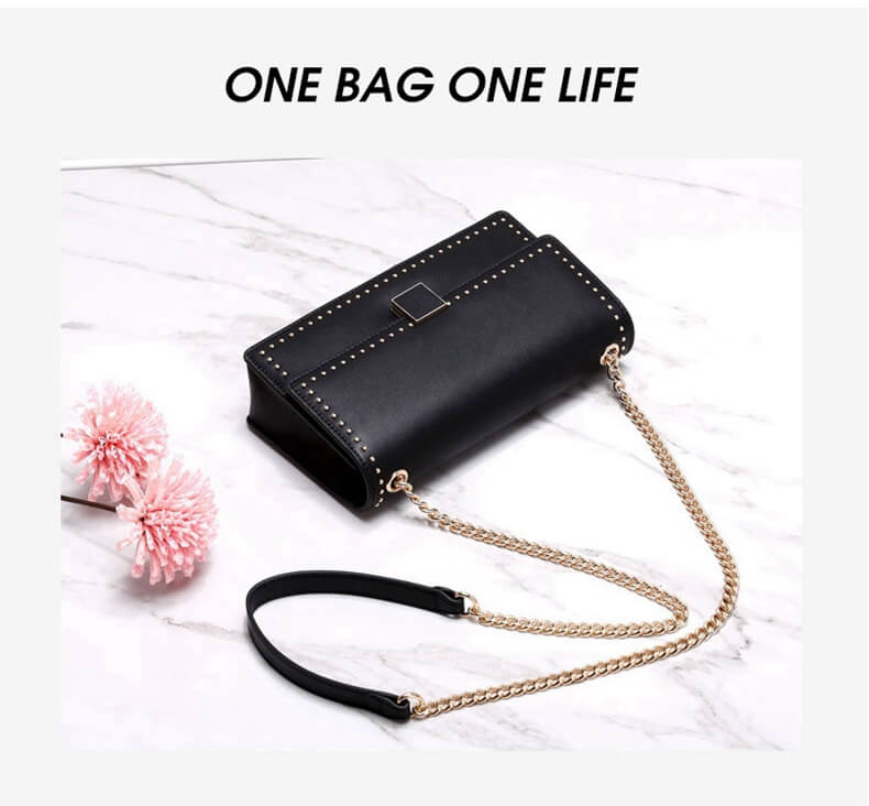 mini black rivets crossbody bag