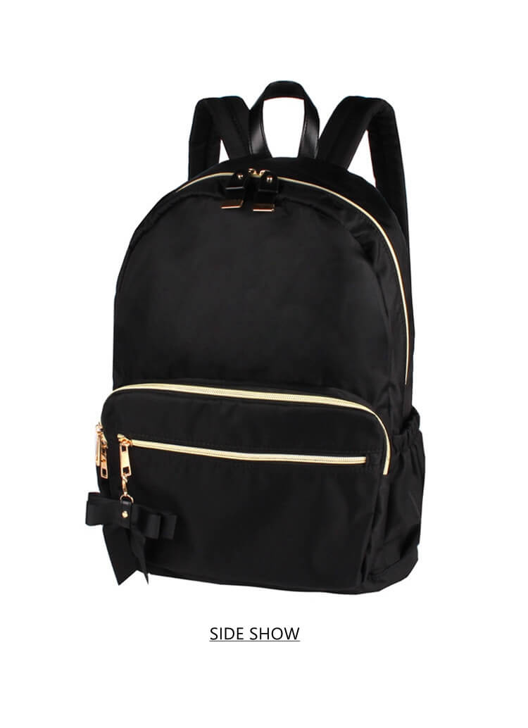 side show of black nylon backpack