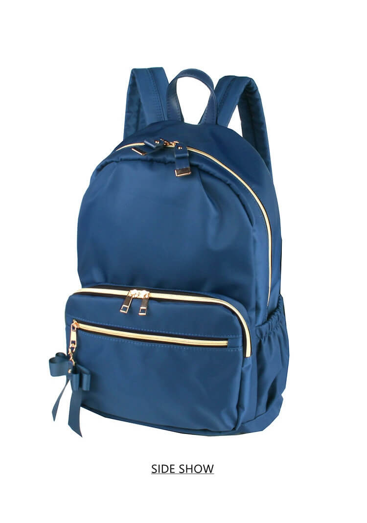 side show of blue nylon backpacks for girls women
