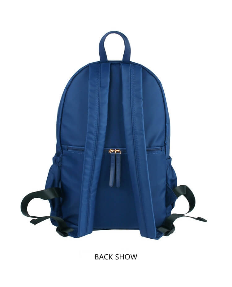 back show of blue nylon backpacks for girls women