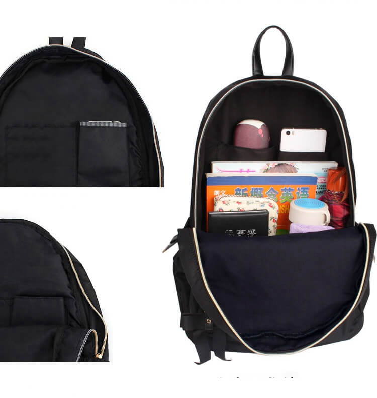 nylon backpacks for girls women-black