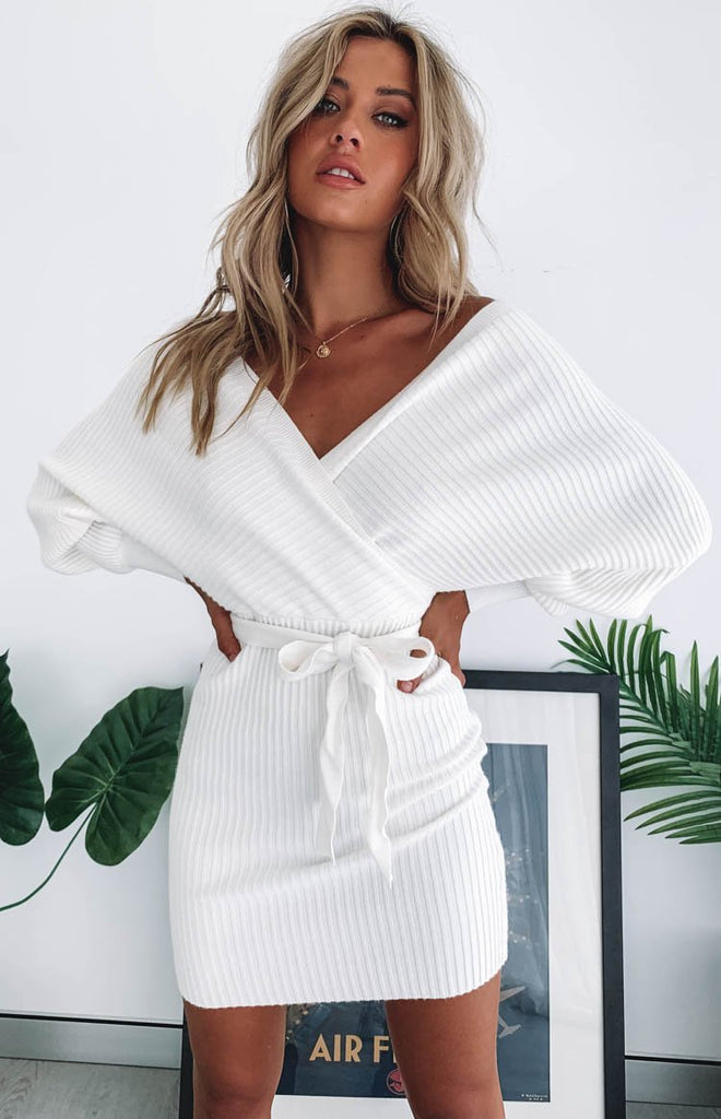 knit dress white