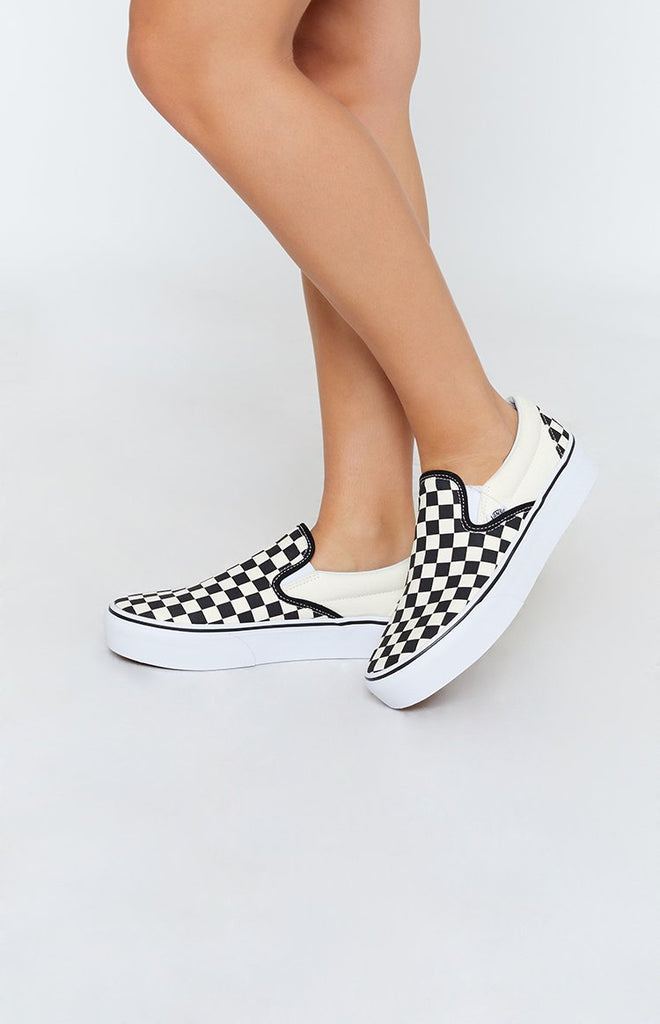 vans platform slip on checkerboard