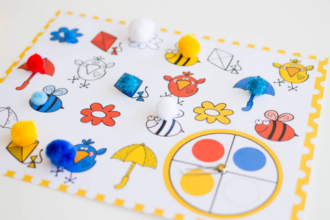 color matching spinner game for spring color activities