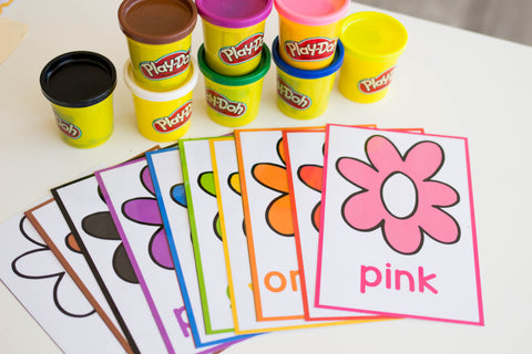 Spring themed play dough mats for spring color activities