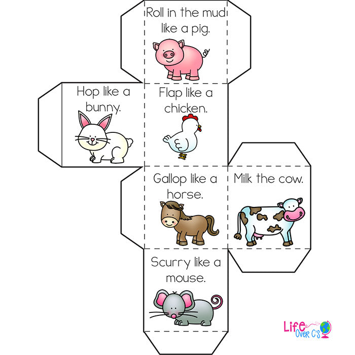 Brain Break Cube | Farm Animal Theme | lifeovercs