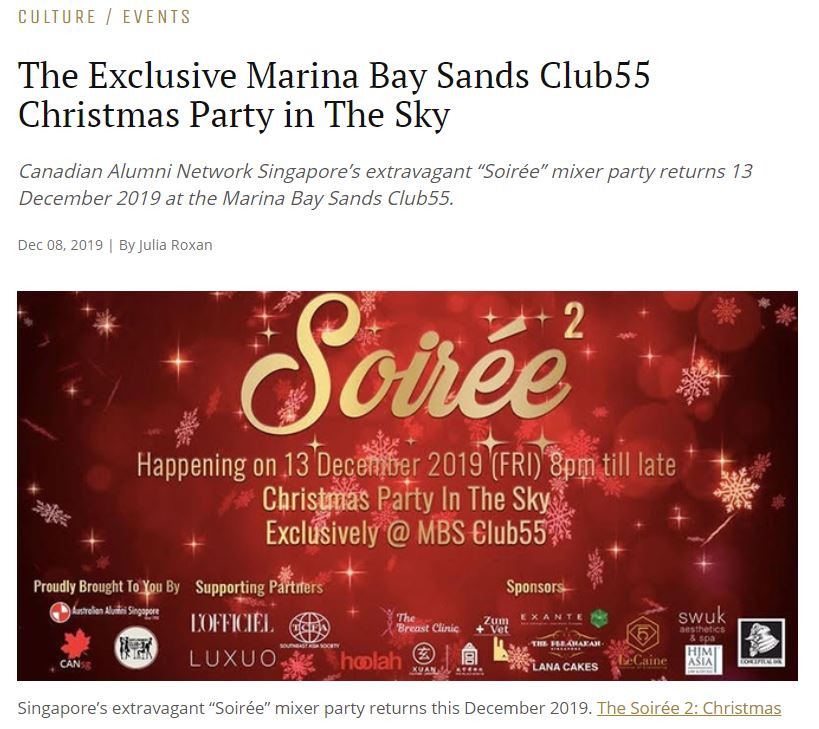 The Exclusive Marina Bay Sands Club55 Christmas Party in The Sky