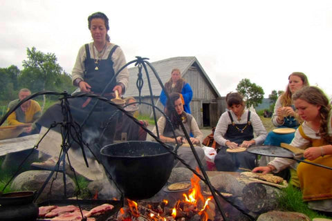 Evening cooking fire at Lofotr Viking Festival