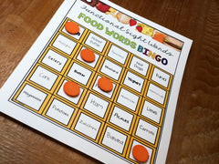 Level 2 Bingo card for functional sight words about food