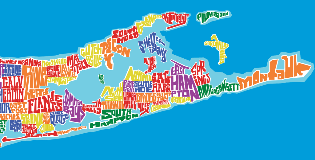 Long Island Town Type Map Poster – I Lost My Dog