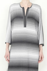 Black and White Gradient Stripe Jersey One-Size-Fits-All Caftan