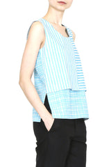 Aqua Crosshatch Stripe Tank