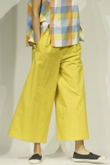 Cadmium Yellow Cotton Crush Wide Leg Elastic Pajama Pocket Pant
