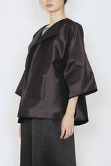 Dark Purple Taffeta Three-Pocket Kimono Jacket