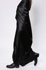 Black Satin Back to Front Long Skirt