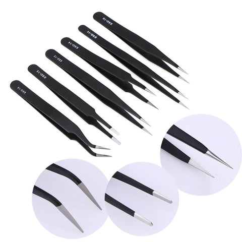 6Pcs/set Safe Stainless Steel Anti-static Tweezers Maintenance Tool Kits Mobile Phone Repair Tool