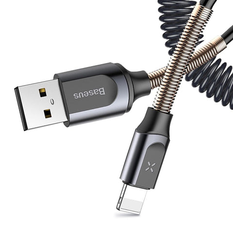 Baseus USB Cable Retractable Spring Cable For iPhone X XS Max XR 8 7 6 Plus Fast Charging Charger