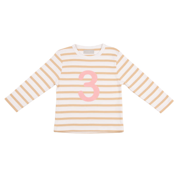 Biscuit White Breton Striped Number 3 T Shirt Pink Bob Blossom Clothing For Babies And Children