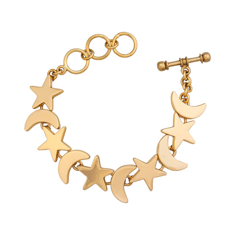 Gold moon and star bracelet
