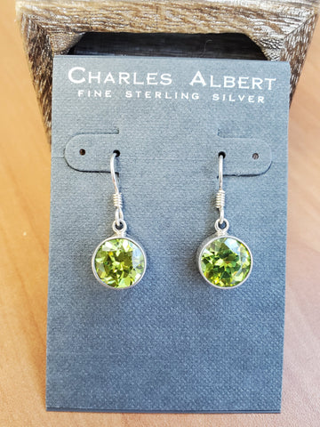 Green gemstone sterling silver drop earrings