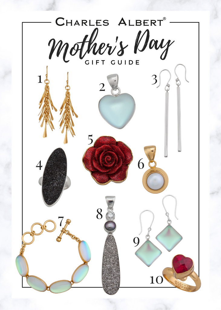 Charles Albert Gift Guide for mothers with an assortment of jewelry