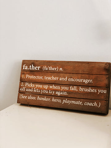 wooden father sign