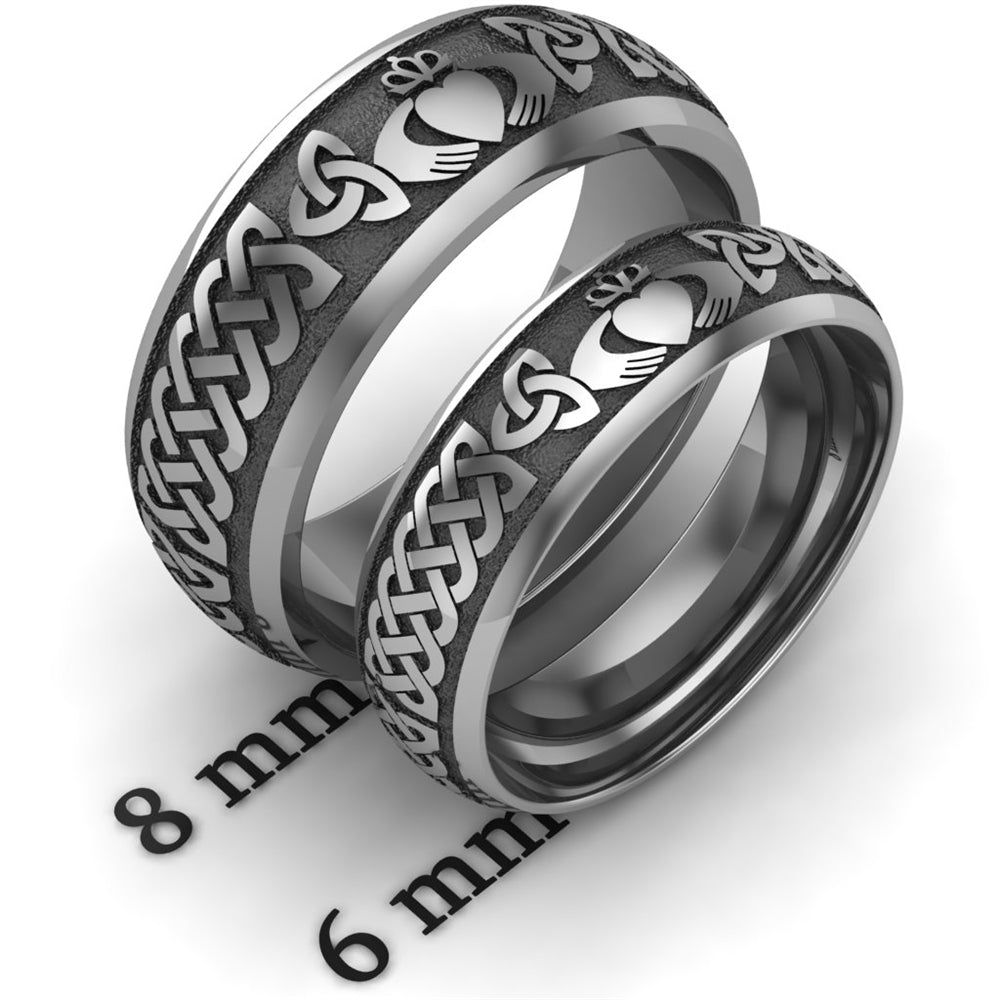 Titanium Claddagh Wedding Ring SET UCL1TITAN8M6M. Ladies