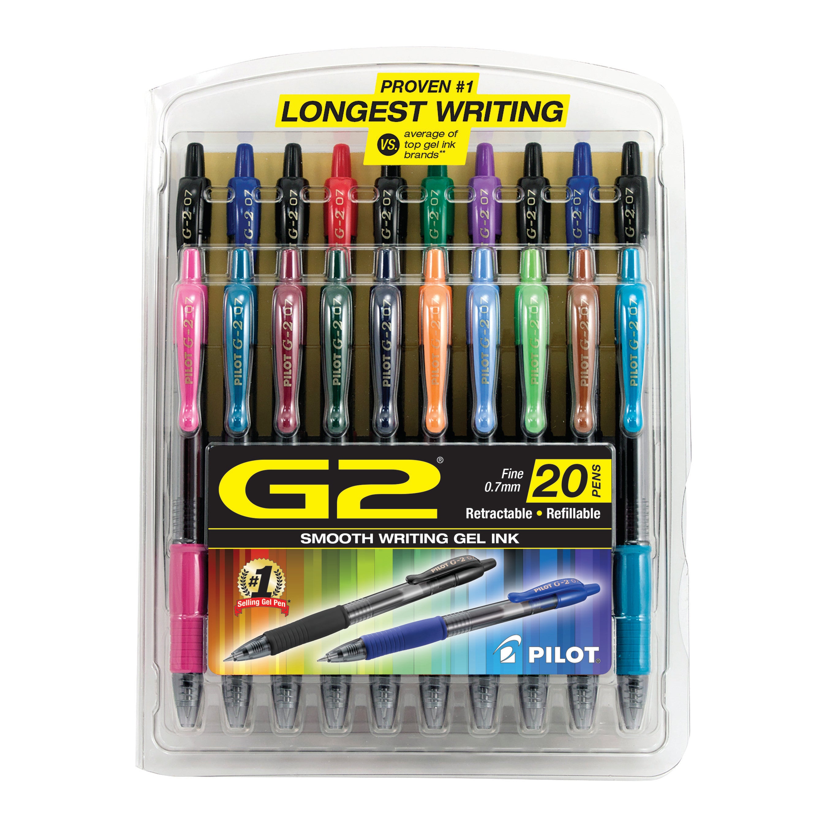 Pilot G2 Gel Ink Pens, Fine Point (0.7mm), Asst, 10 Pack, 532885838