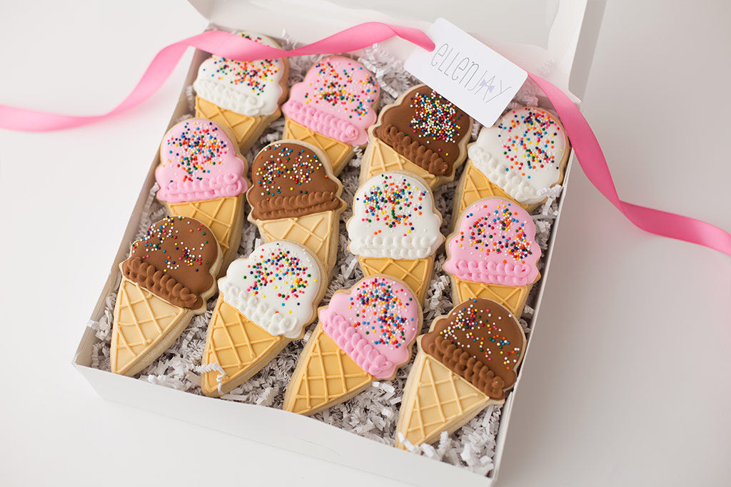 ICE CREAM CONE Sugar Cookie Box (12 ct) – ellenjaycookies