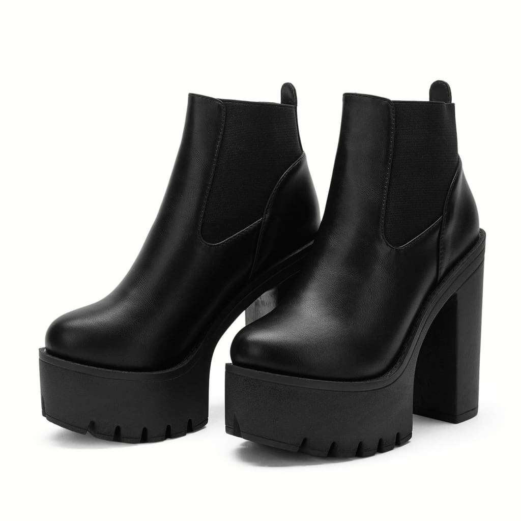 platform ankle boots with elastic panels
