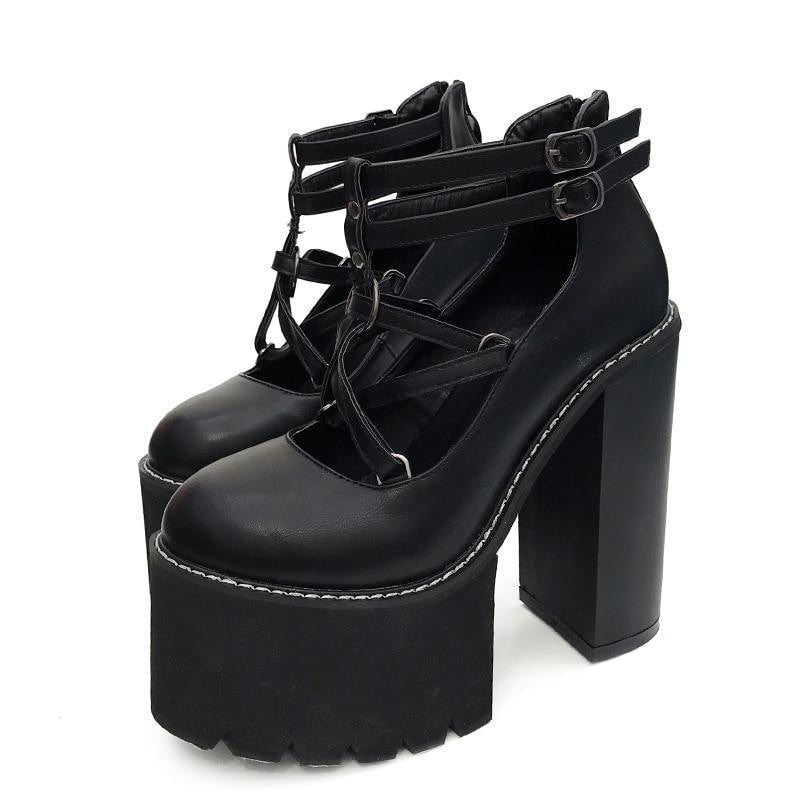 black platform mary jane heels