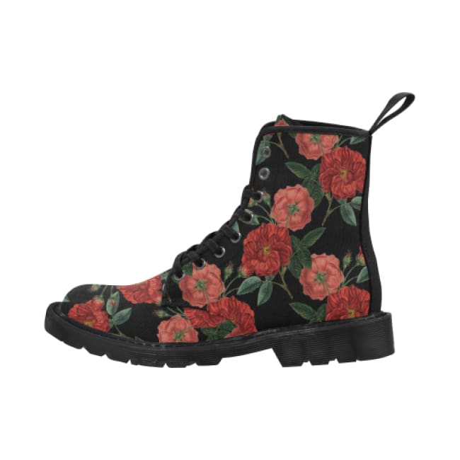black combat boots with roses